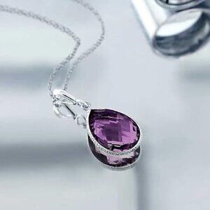 Amethyst Pendant Necklace 6.50 Cttw Pear Gemstone 925 Sterling Silver Purple